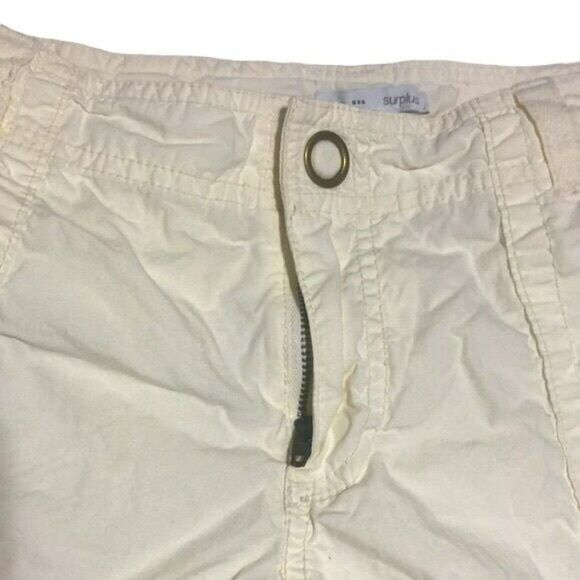 GAP Surplus Size 8 Cream Women's Roll Up Shorty Shorts Zip Fly Pockets Cotton - Picture 3 of 9